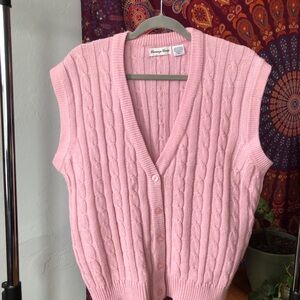 Pink Cable Knit Vest